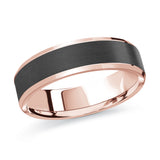 6mm 14K Rose Gold Flat Dark-Center Wedding Band