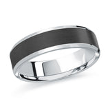 6mm White-Tone Flat Dark-Center Wedding Band