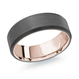 7mm 10K Rose Gold Black Exterior Wedding Band