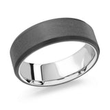 7mm 18K White Gold Black Exterior Wedding Band