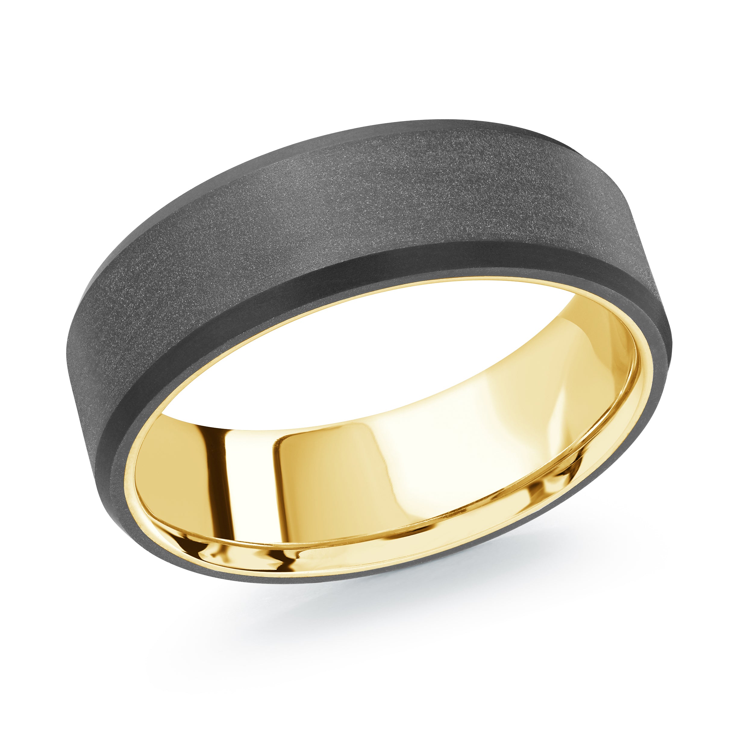 7mm Yellow-Tone Black Exterior Wedding Band