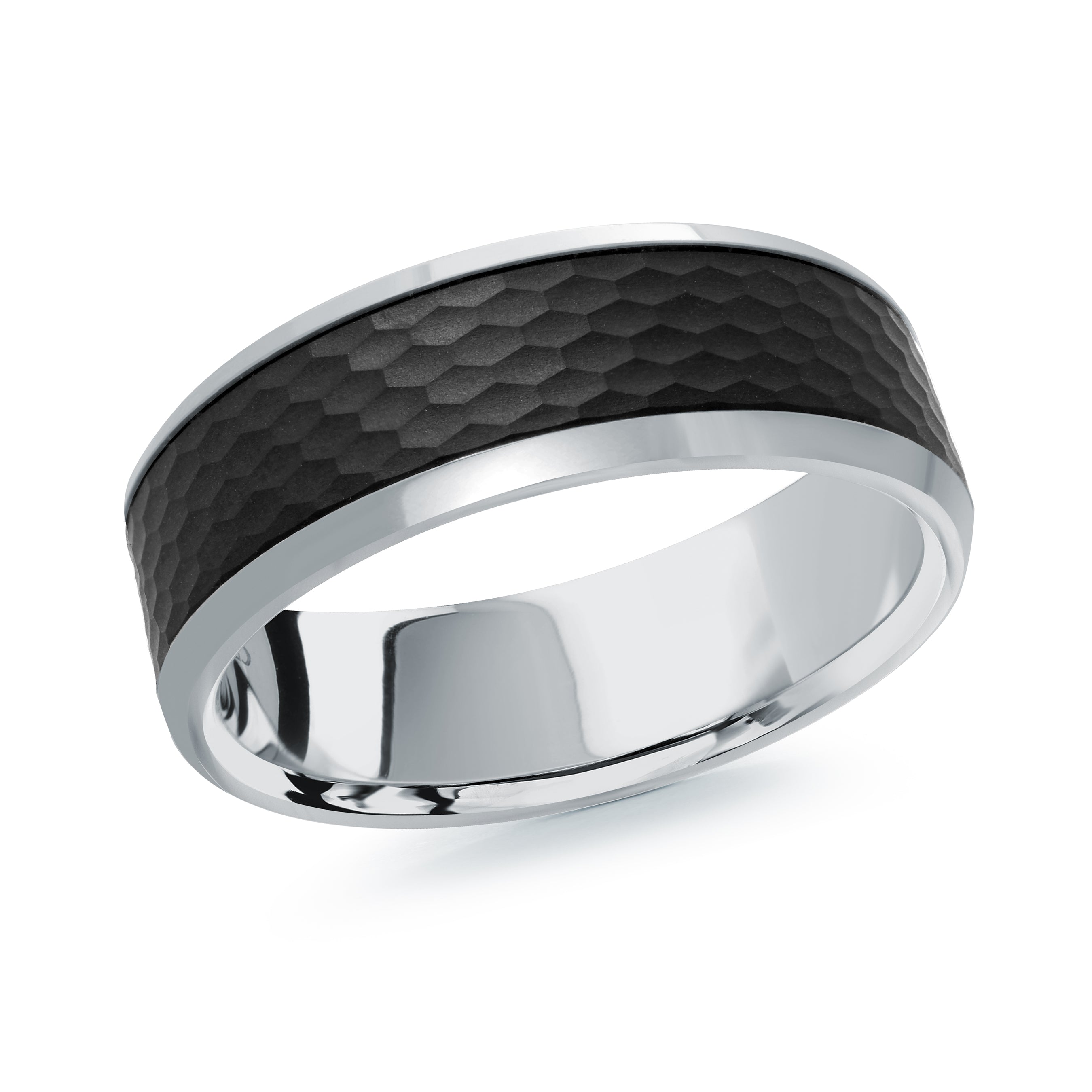 7mm White-Tone Woven Carbon Fiber Wedding Band