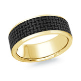 8mm 18K Yellow Gold Carbon Fiber Wedding Band