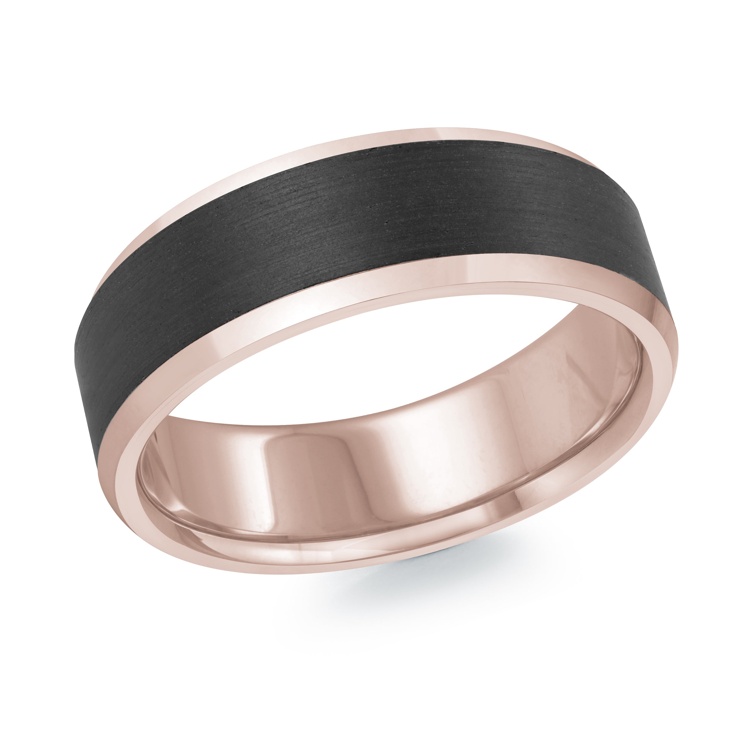7mm 18K Rose Gold Dark-Center Wedding Band