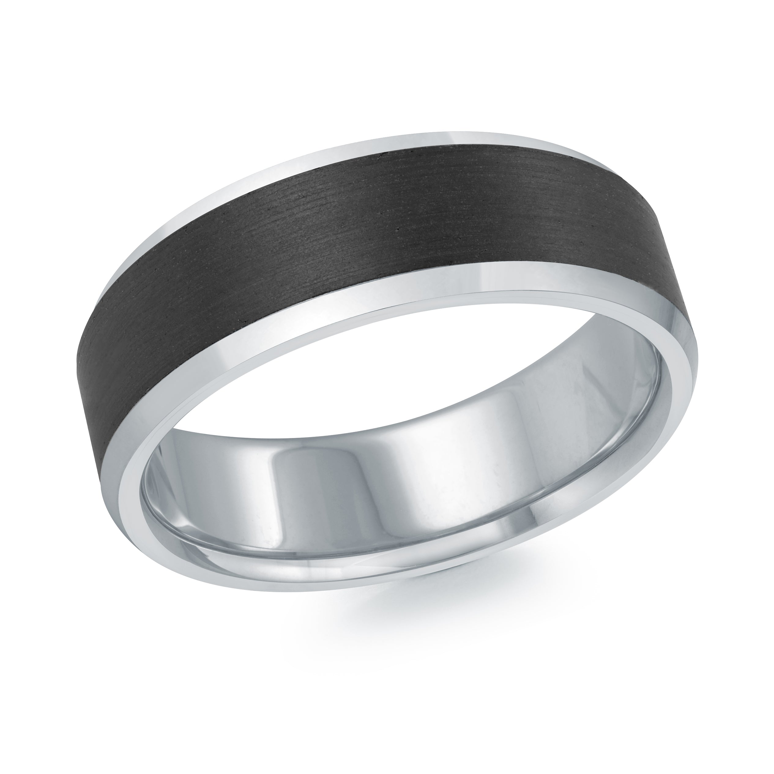 7mm White-Tone Dark-Center Wedding Band