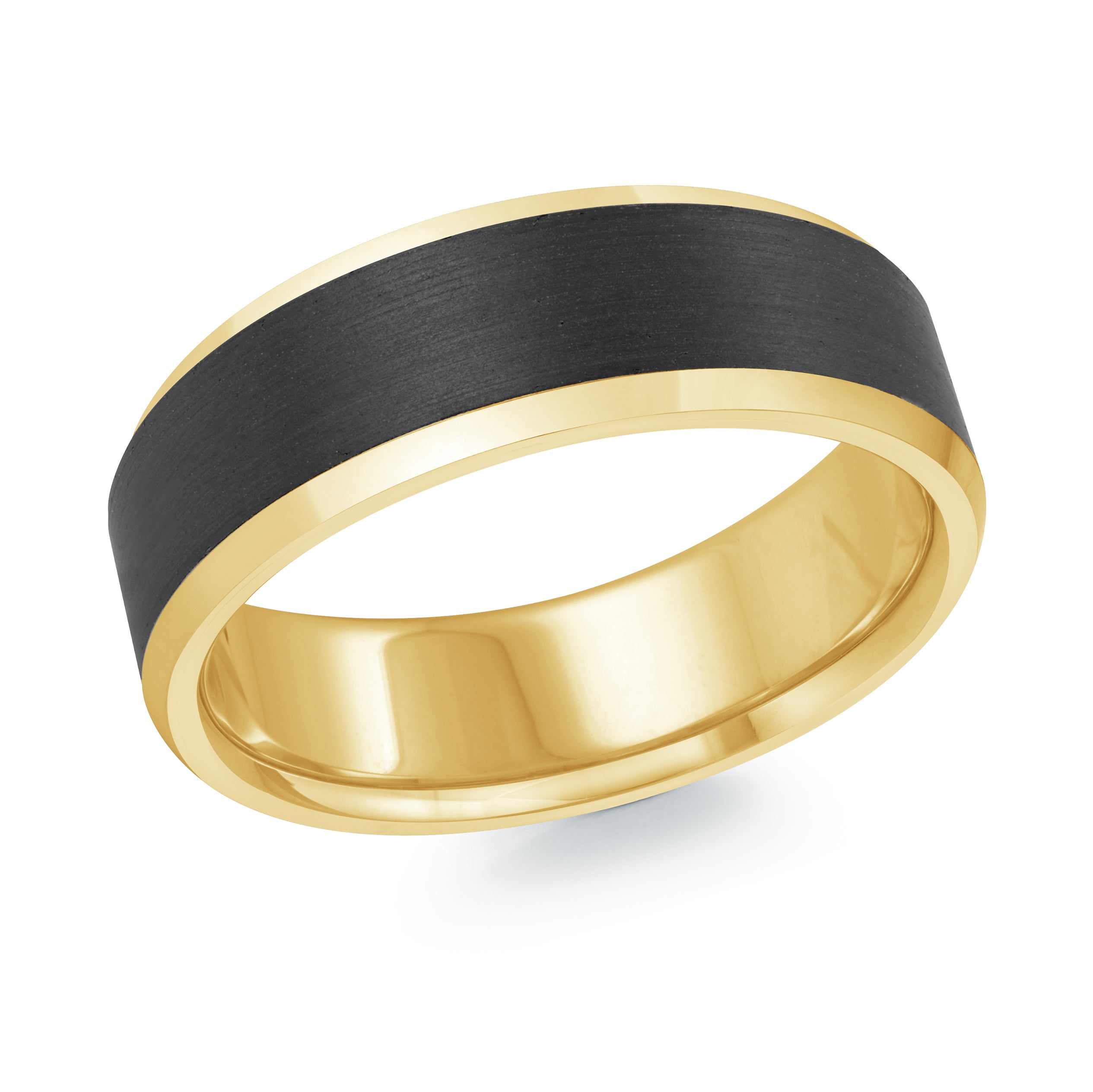 7mm 14K Yellow Gold Dark-Center Wedding Band