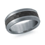 10K White Gold Faceted Dark-Center Wedding Band