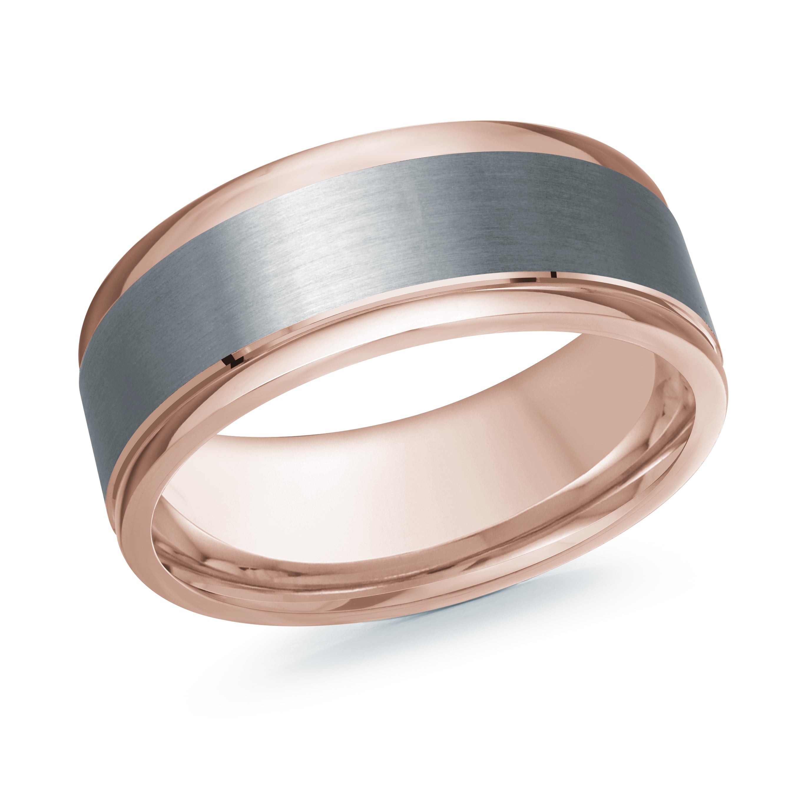 8mm Tantalum and 10K Rose Gold Wedding Band