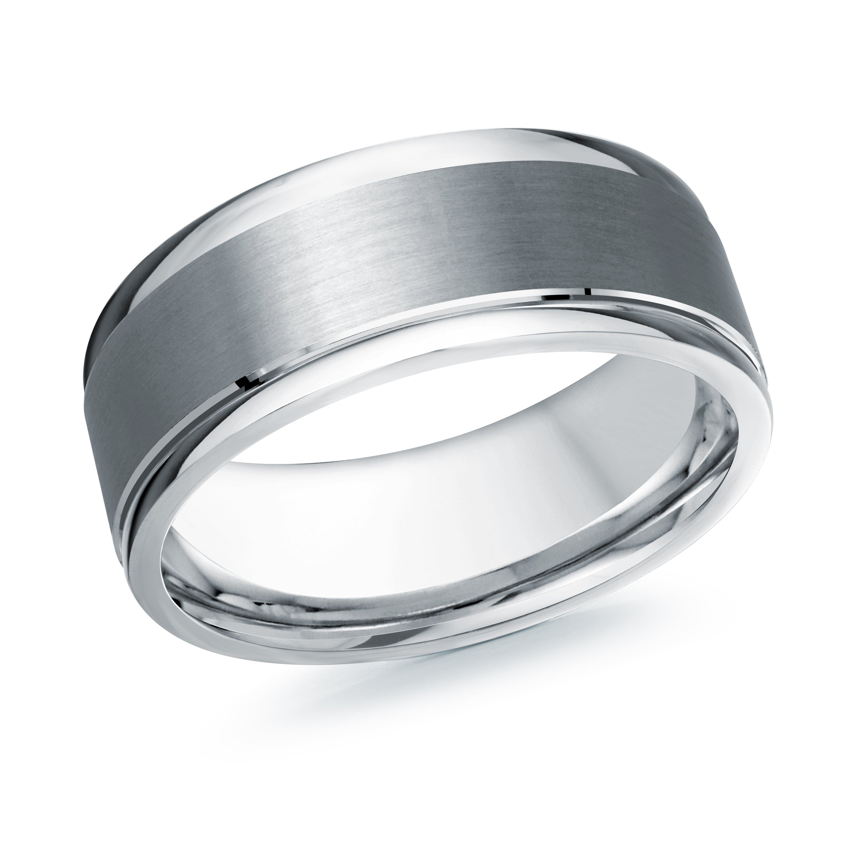 8mm Tantalum and 18K White Gold Wedding Band