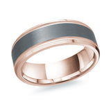 7mm Tantalum and 18K Rose Gold Wedding Band