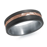 7mm 10K Rose Gold Faceted Center Wedding Band
