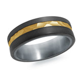 7mm Yellow-Tone Faceted Center Wedding Band