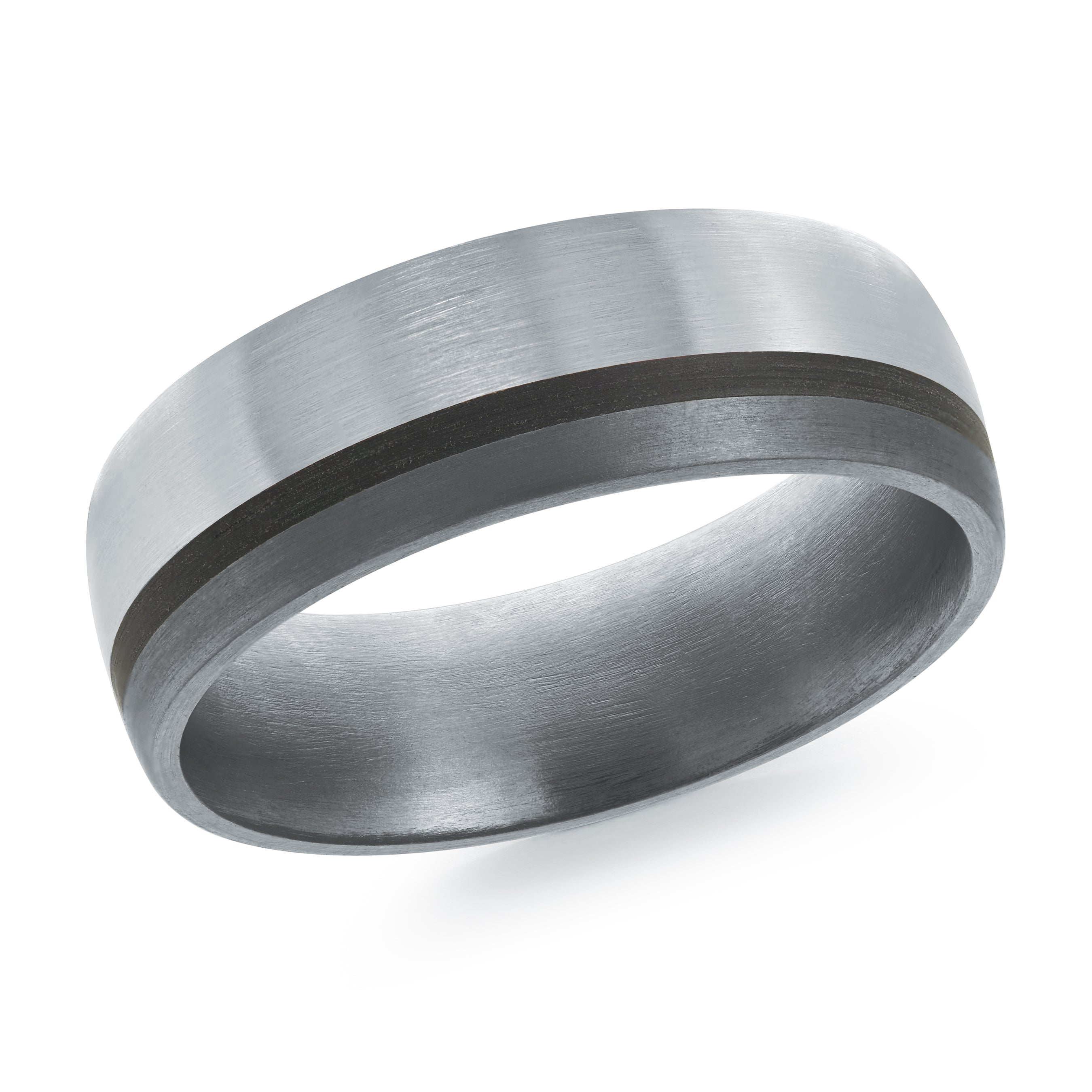 7mm White-Tone Faceted Edge Wedding Band
