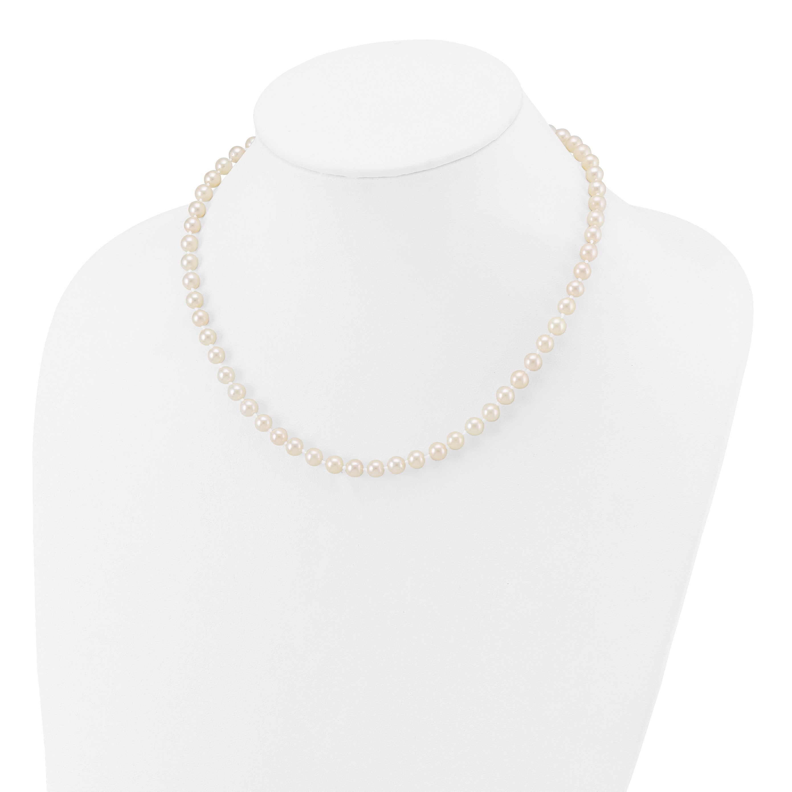 14k 5-6mm Round White Saltwater Akoya Cultured Pearl Necklace