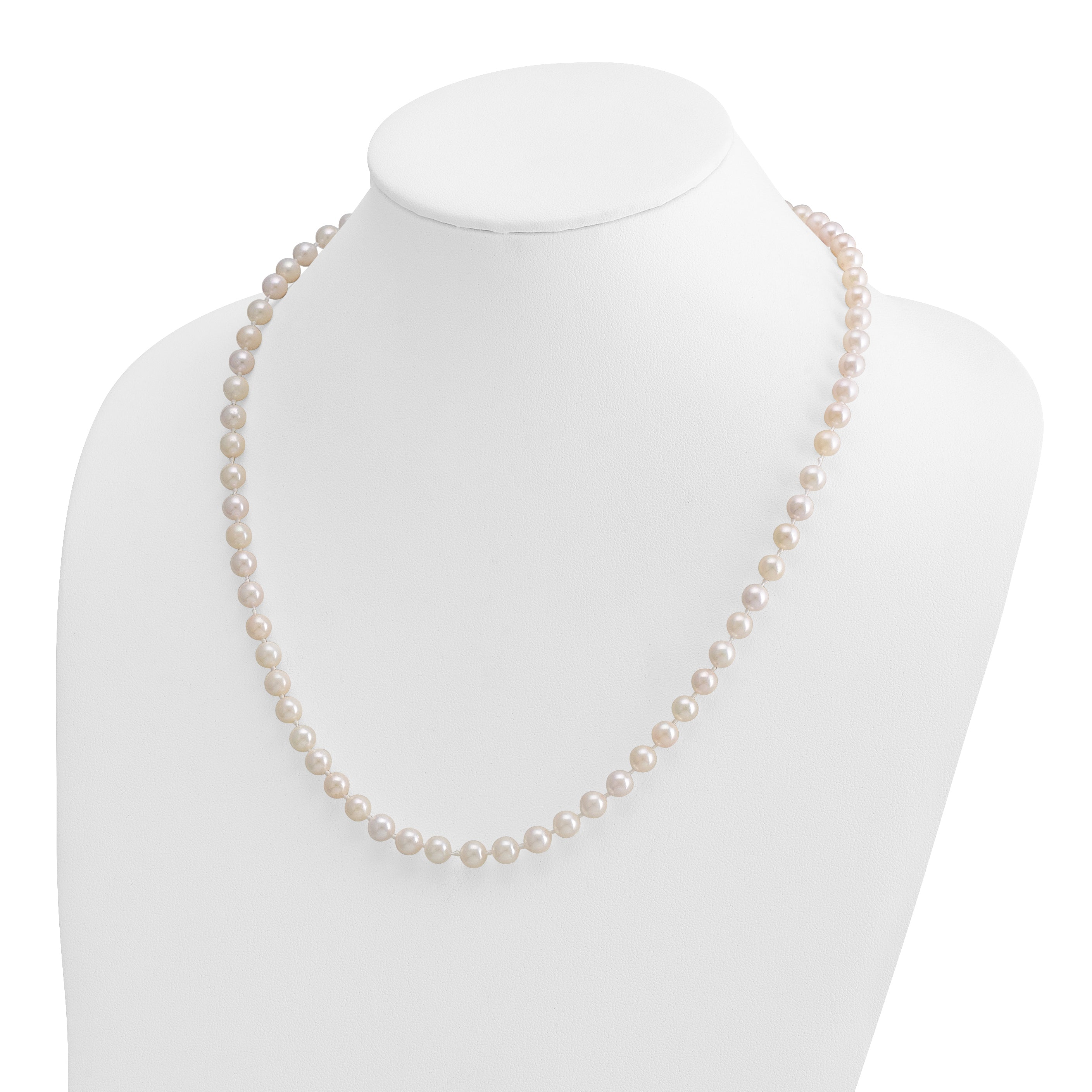 14k 6-7mm Round White Saltwater Akoya Cultured Pearl Necklace