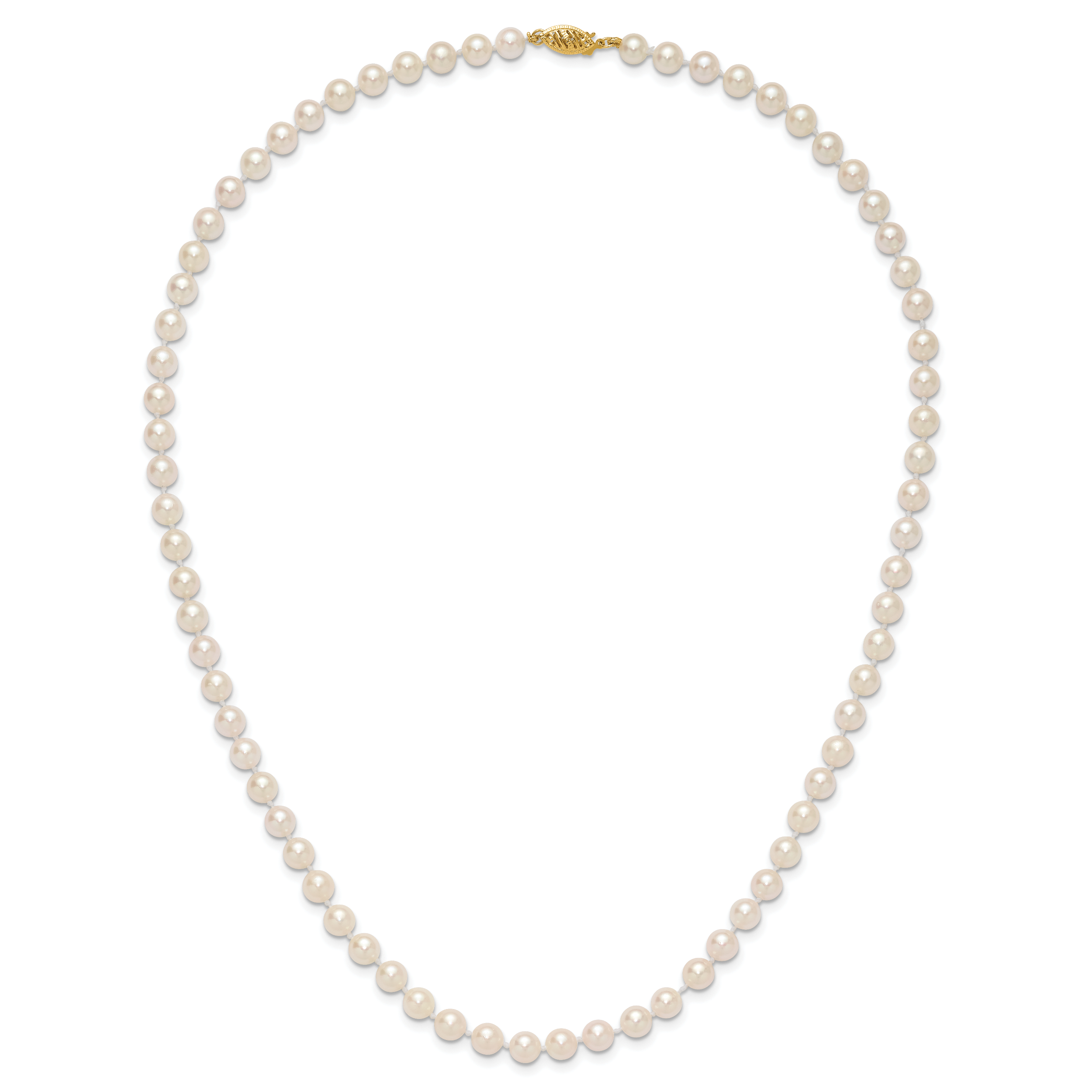 14k 6-7mm Round White Saltwater Akoya Cultured Pearl Necklace