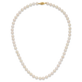 14k 6-7mm Round White Saltwater Akoya Cultured Pearl Necklace