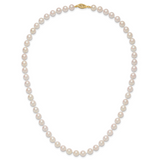 14k 7-8mm Round White Saltwater Akoya Cultured Pearl Necklace