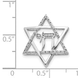 14k White Gold 1/10ct. Diamond Star of David w/Chai Chain Slide
