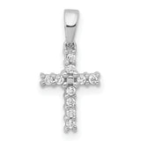 14k White Gold Diamond Latin Cross Pendant