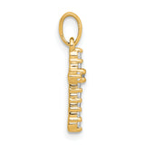 14k Yellow Gold Polished Diamond Cross Pendant