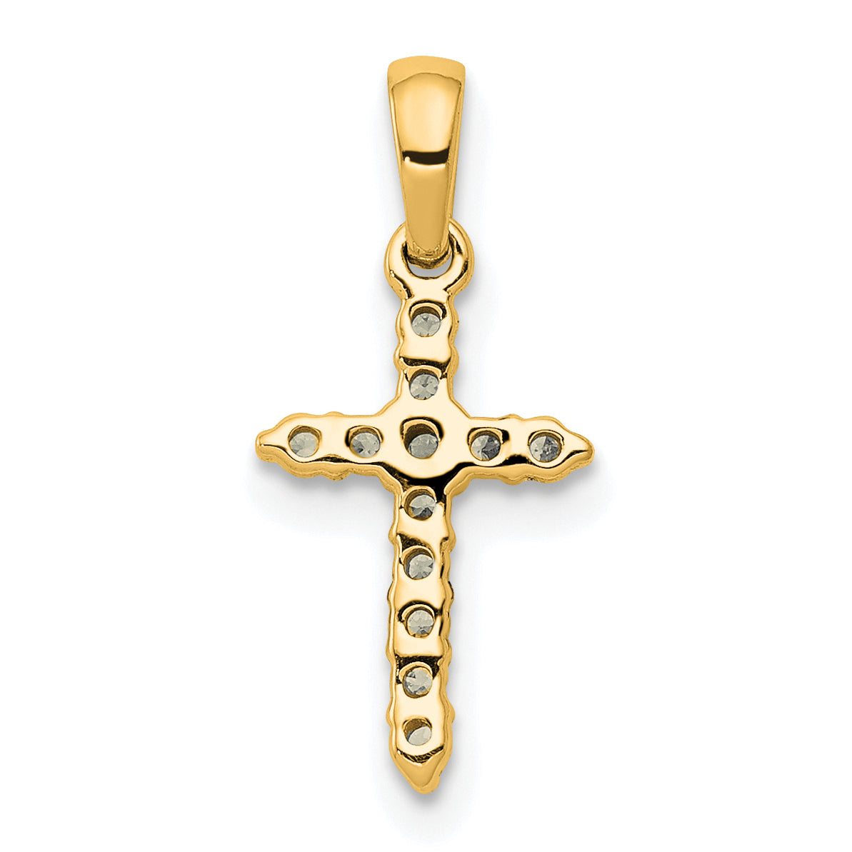 14k Yellow Gold Polished Diamond Cross Pendant