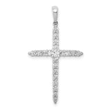 14k White Gold Polished 1/2ct. Diamond Cross Pendant