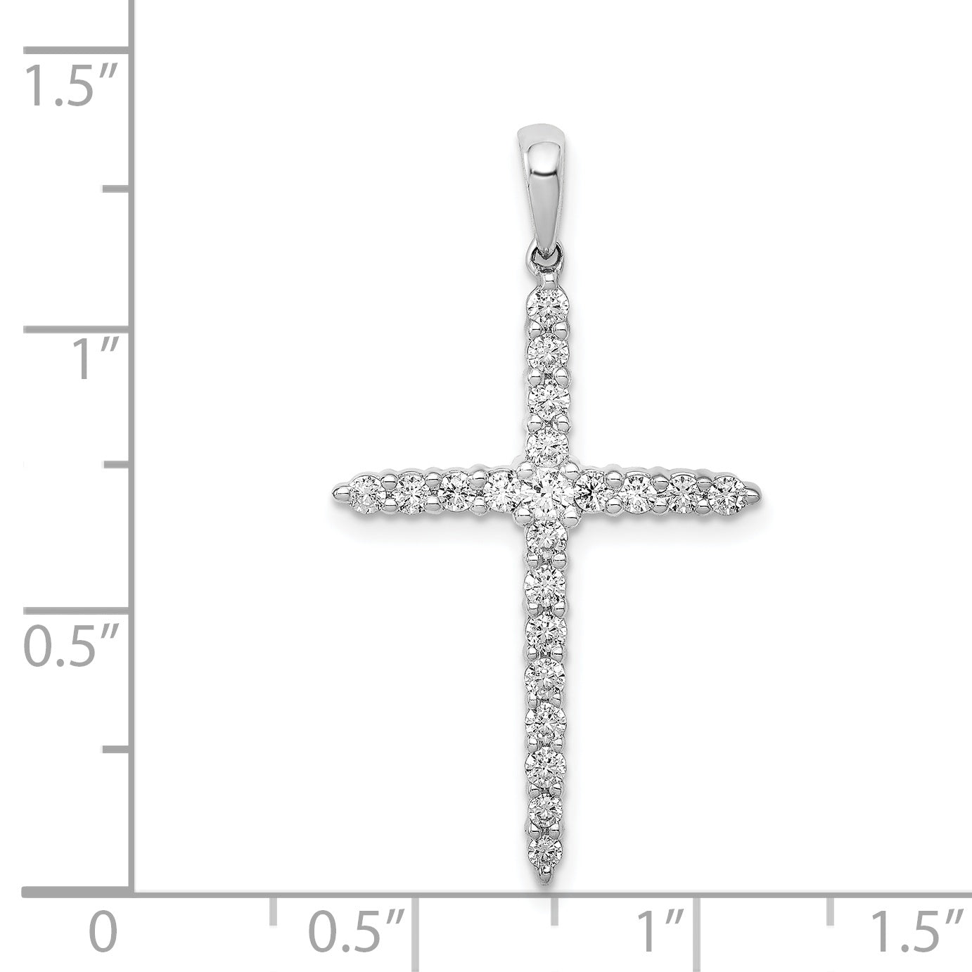 14k White Gold Polished 1/2ct. Diamond Cross Pendant
