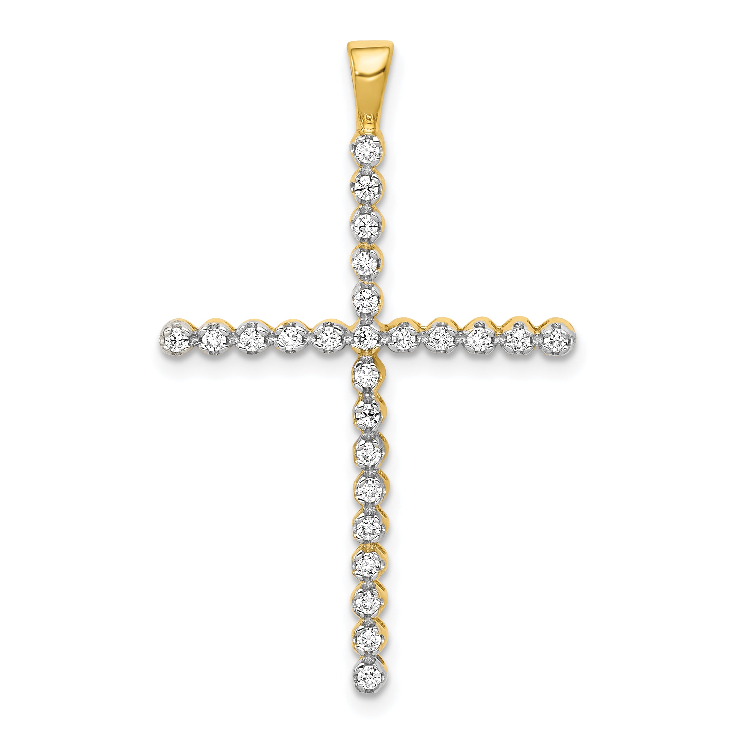 14k and Rhodium 1/4ct. Diamond Cross Pendant