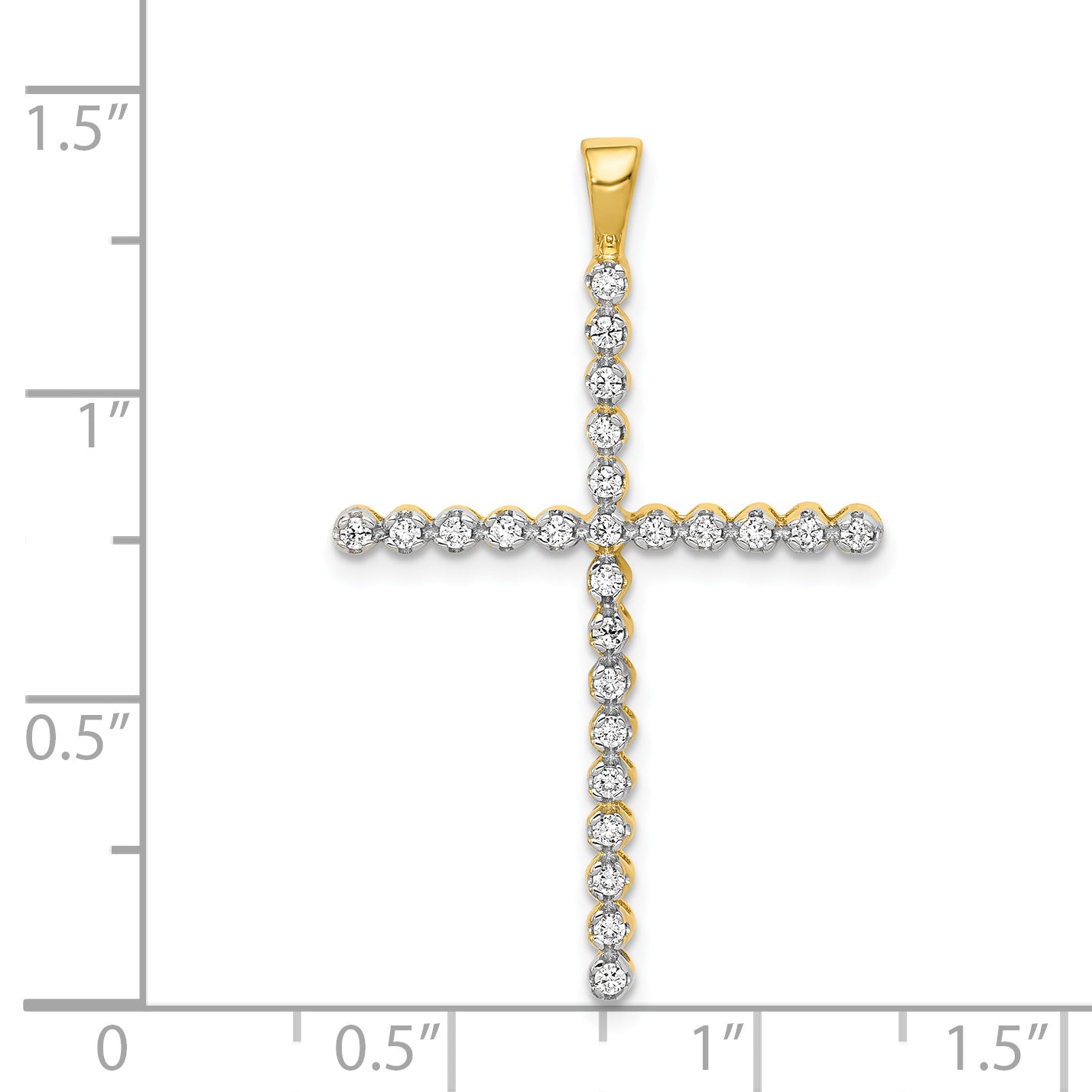 14k and Rhodium 1/4ct. Diamond Cross Pendant