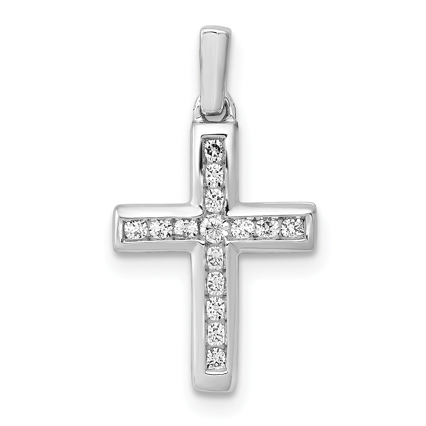 14k White Gold 1/6ct. Diamond Latin Cross Pendant