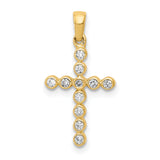 14k Polished 1/10ct. Diamond Cross Pendant