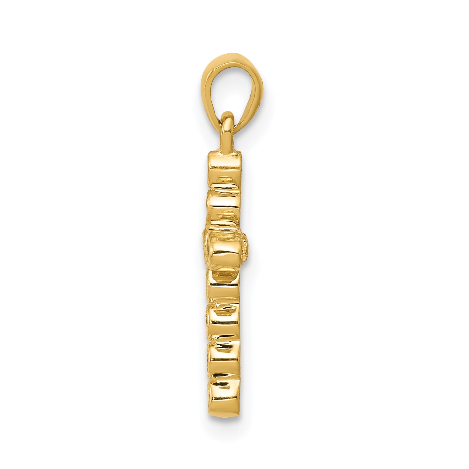 14k Polished 1/10ct. Diamond Cross Pendant