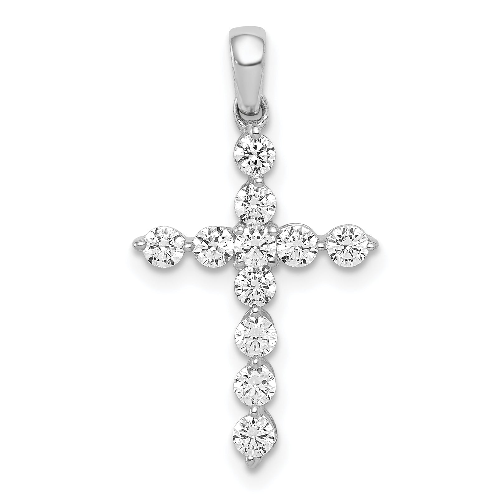14k White Gold 1/2ct. Diamond Cross Pendant