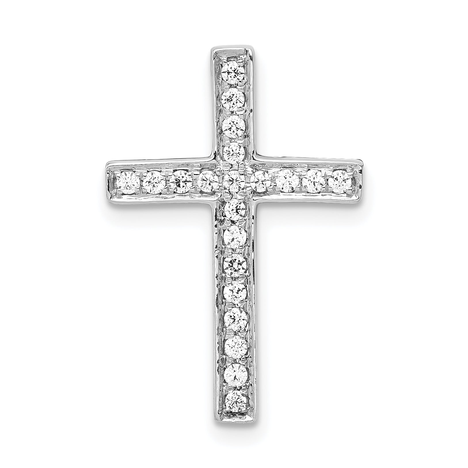 14k White Gold Diamond Cross Slide Pendant