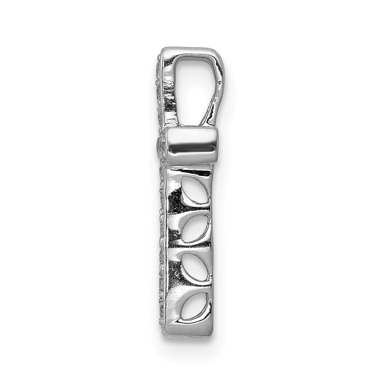 14k White Gold 1/6ct. Diamond Latin Cross Chain Slide