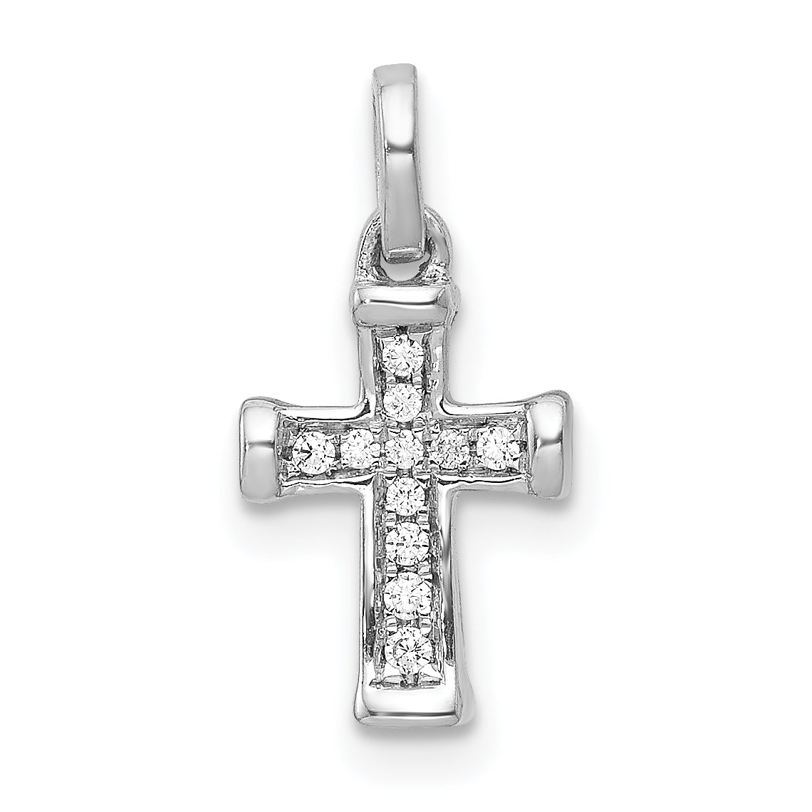 14k White Gold Small 1/20ct. Diamond Latin Cross Pendant