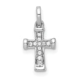 14k White Gold Small 1/20ct. Diamond Latin Cross Pendant