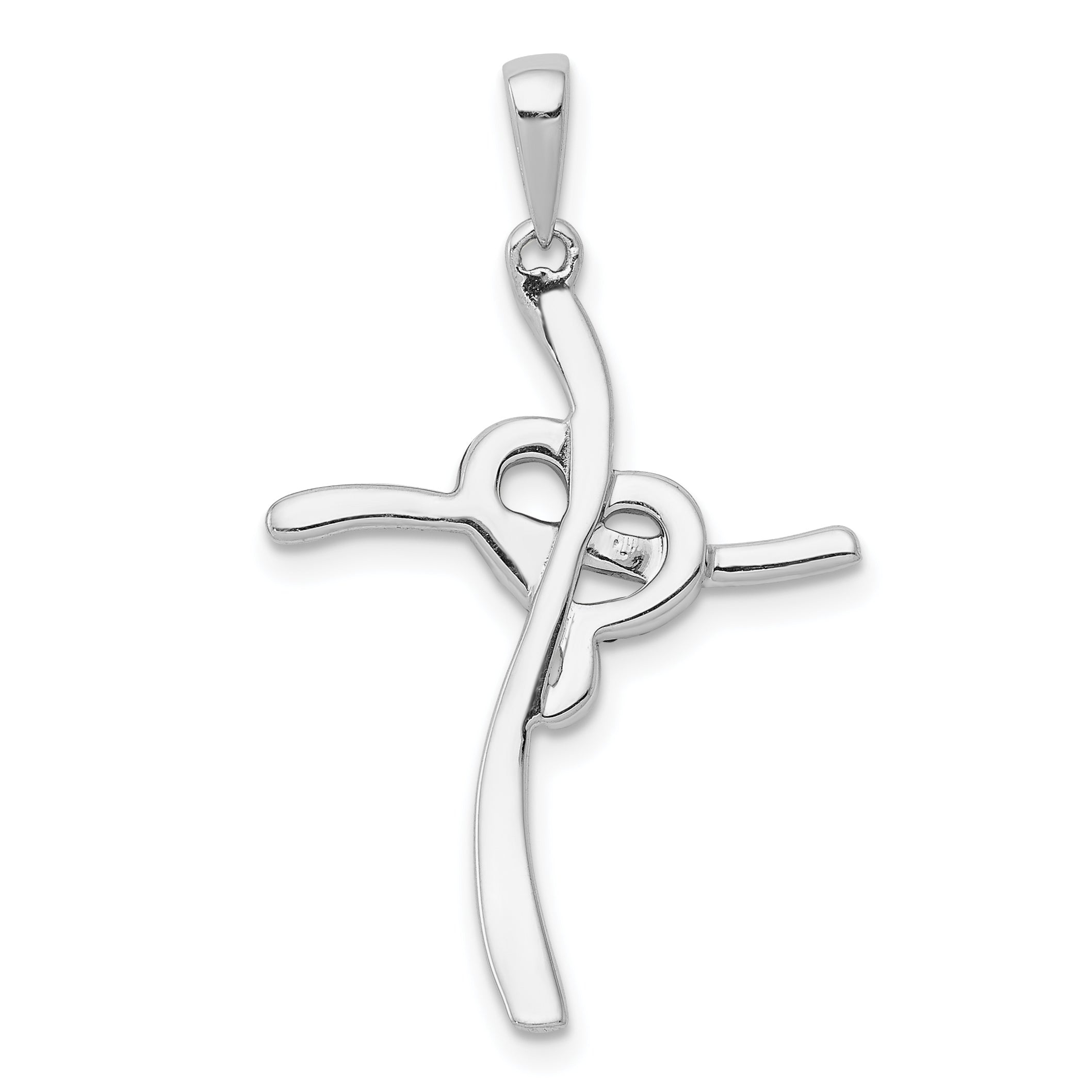 14k White Gold 1/10ct. Champagne Diamond Heart Cross Pendant