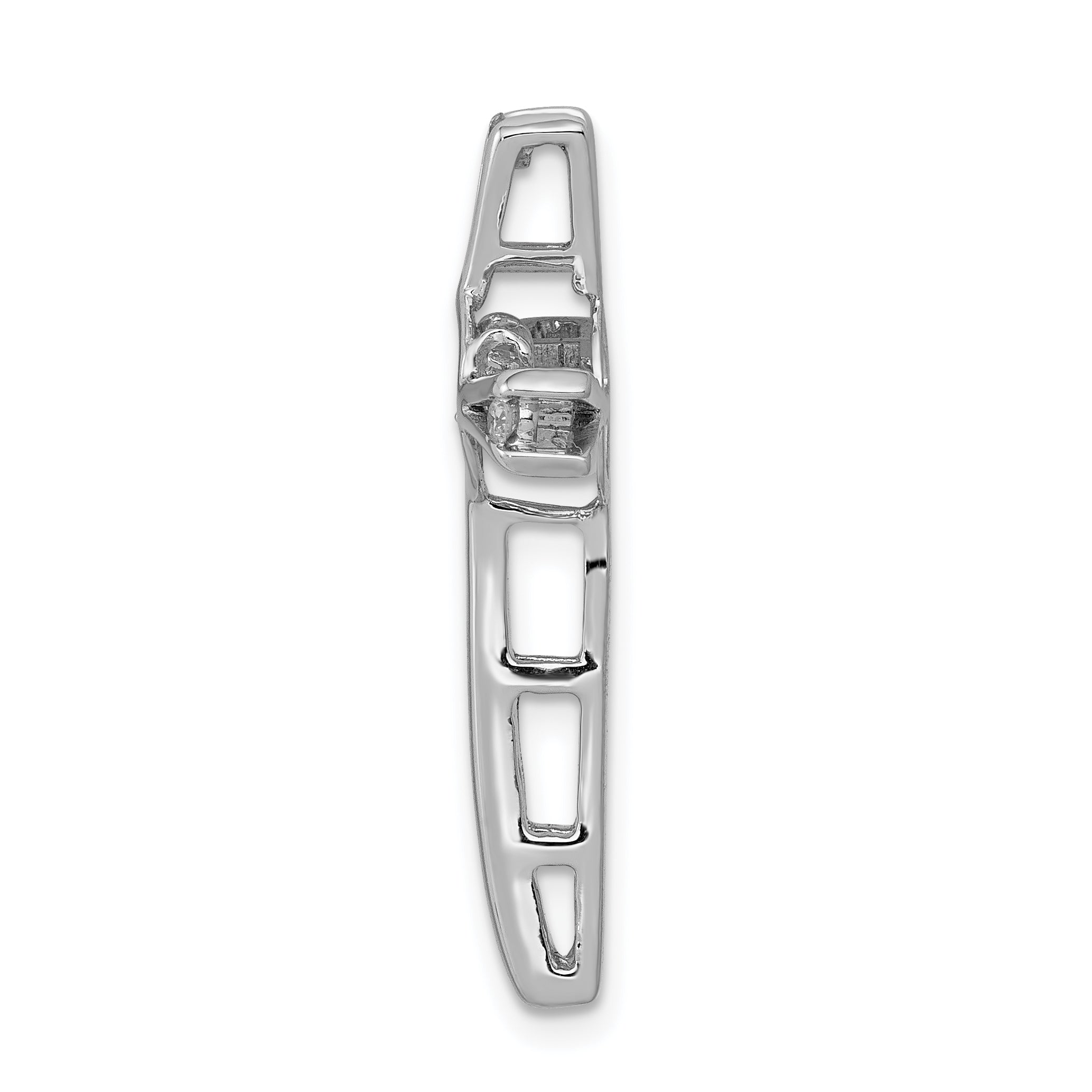 14k White Gold 1/15ct. Vibrant Moving Diamond Cross Chain Slide