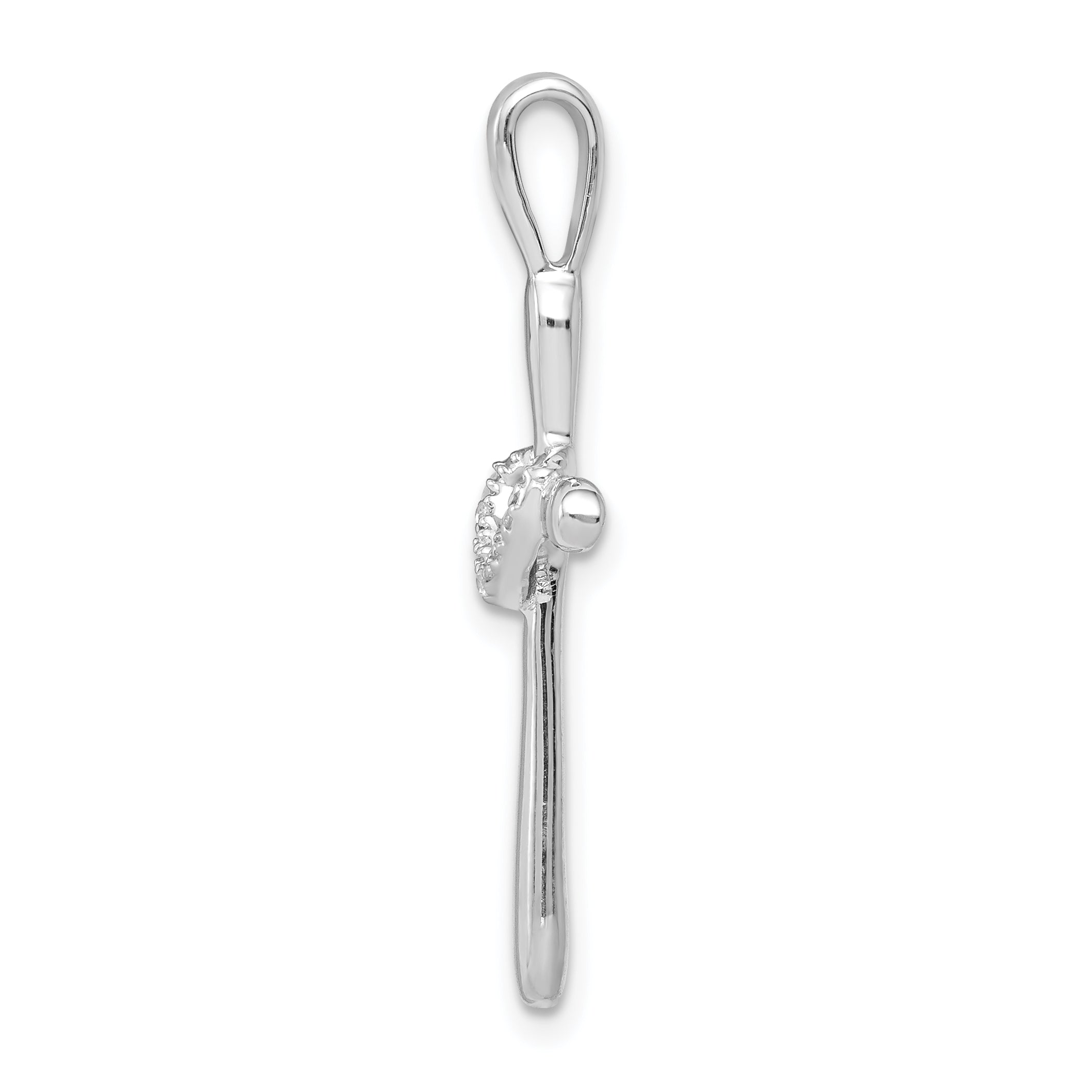 14k White Gold 1/10ct. Diamond Cross w/Heart Pendant