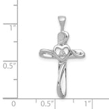 14k White Gold AA Diamond Cross Pendant