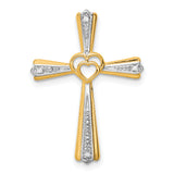 14k w/Rhodium Diamond Cross Pendant
