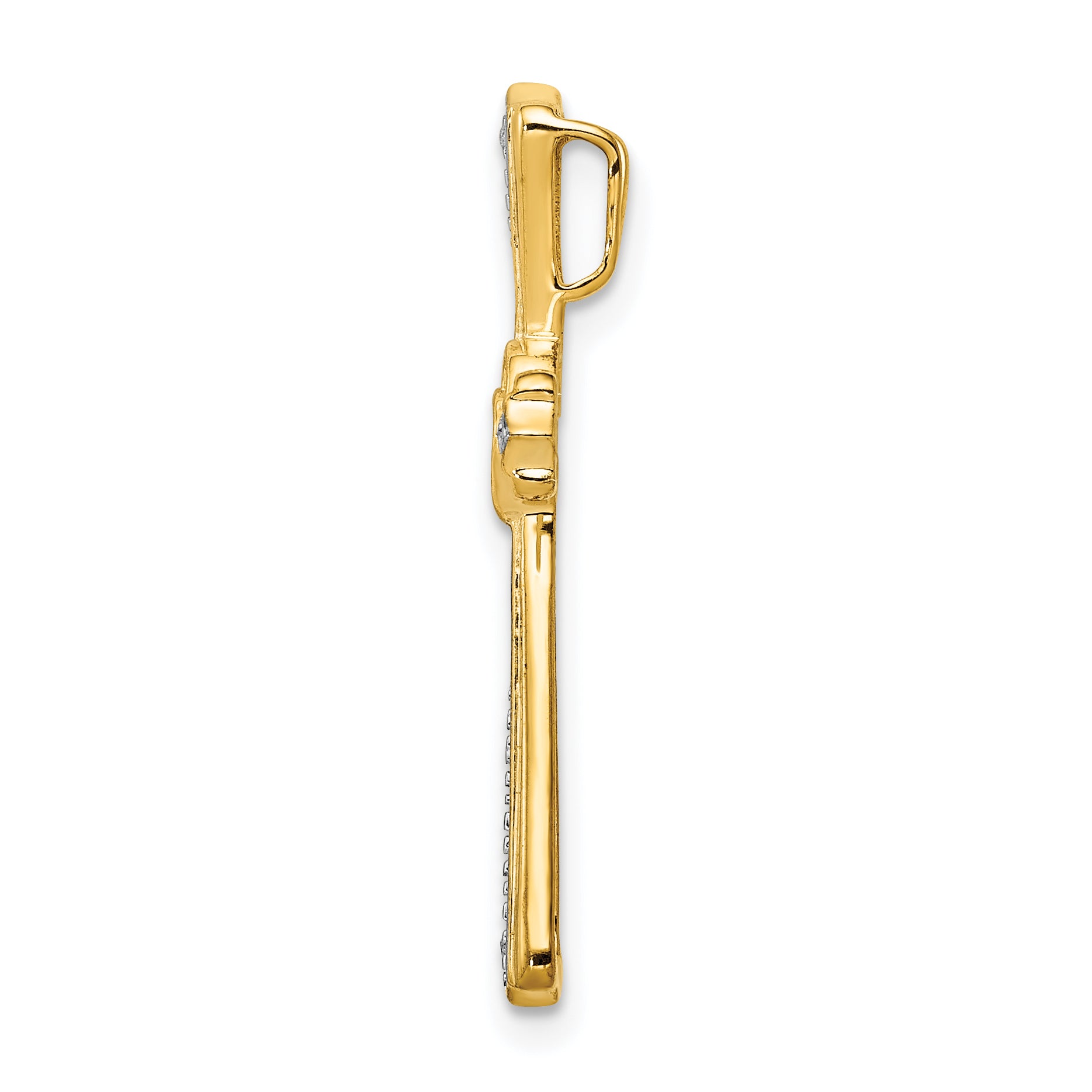 14k w/Rhodium Diamond Cross Pendant