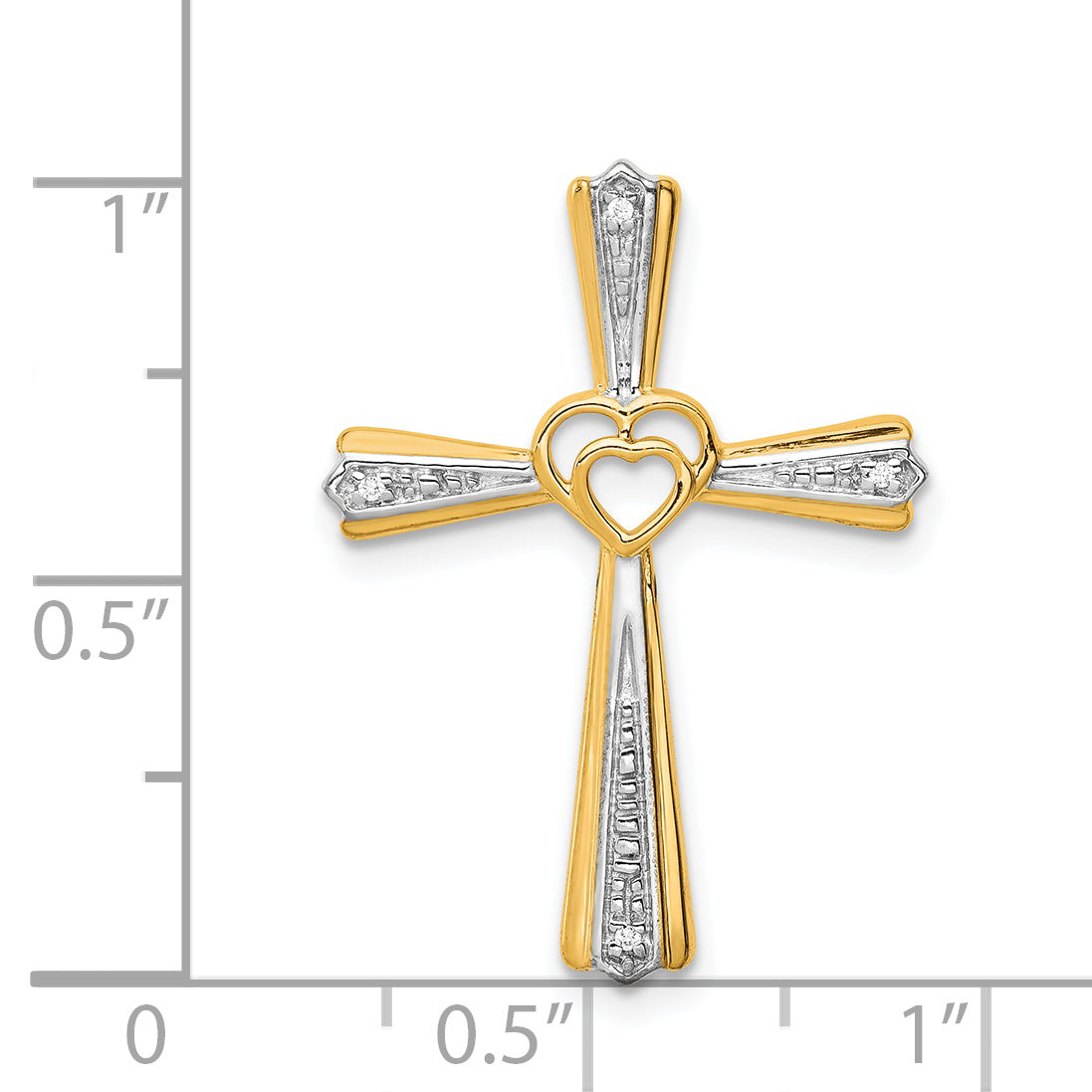 14k w/Rhodium Diamond Cross Pendant