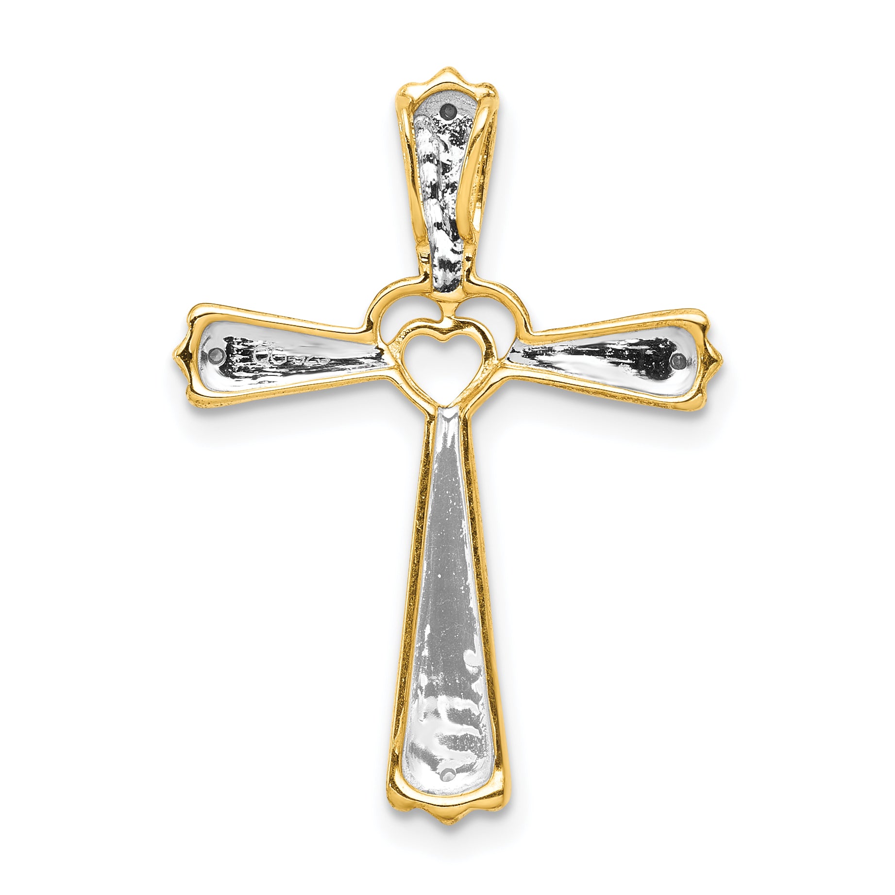 14k w/Rhodium Diamond Cross Pendant