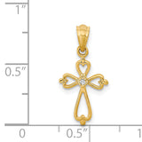 14k Diamond Accented Cross Pendant