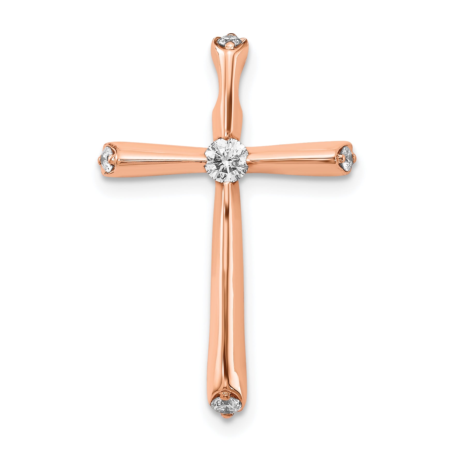 14k Rose Gold 1/5ct. Diamond Cross Chain Slide