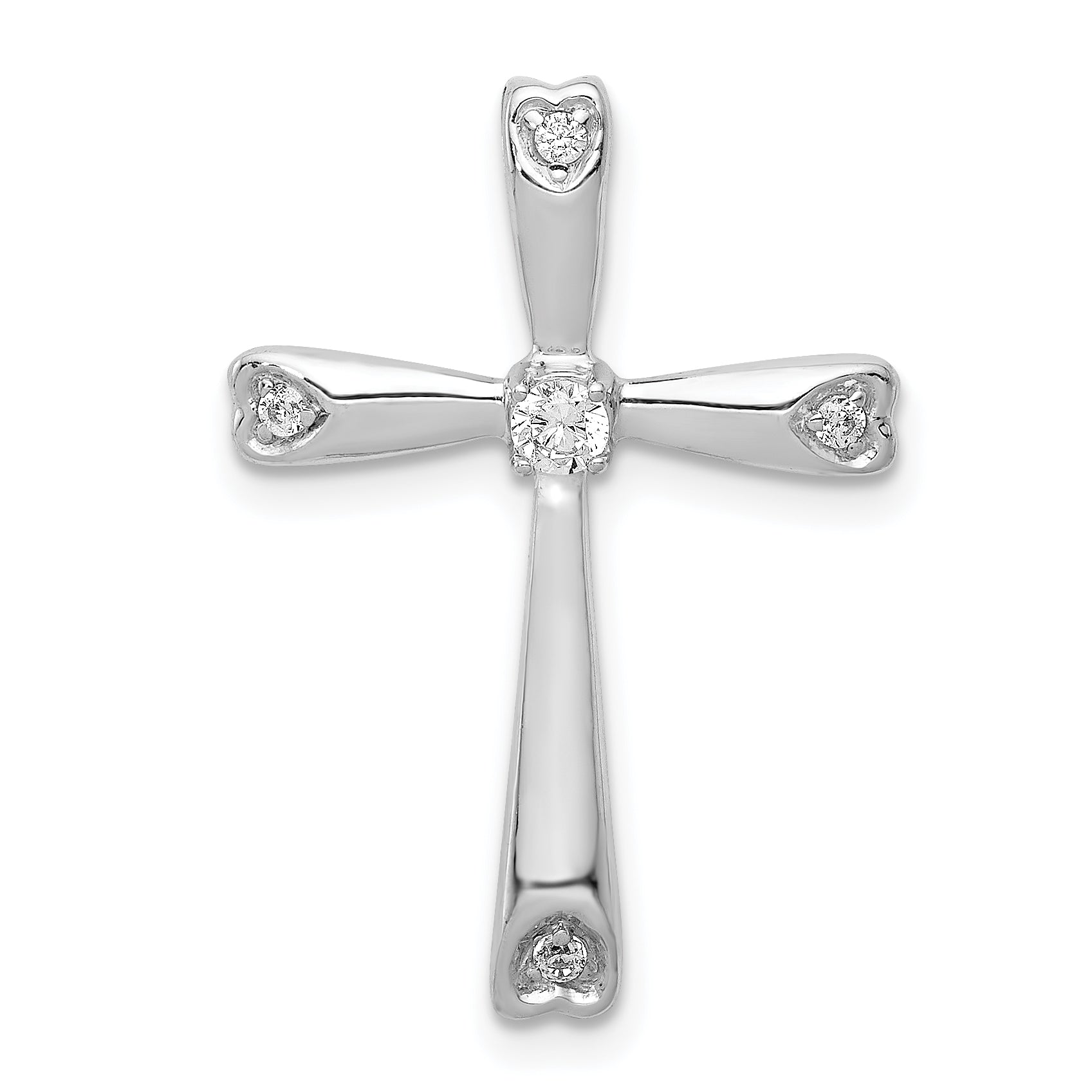 14k White Gold 1/10ct. Diamond Cross Chain Slide