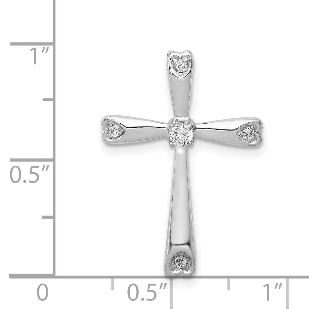 14k White Gold 1/10ct. Diamond Cross Chain Slide